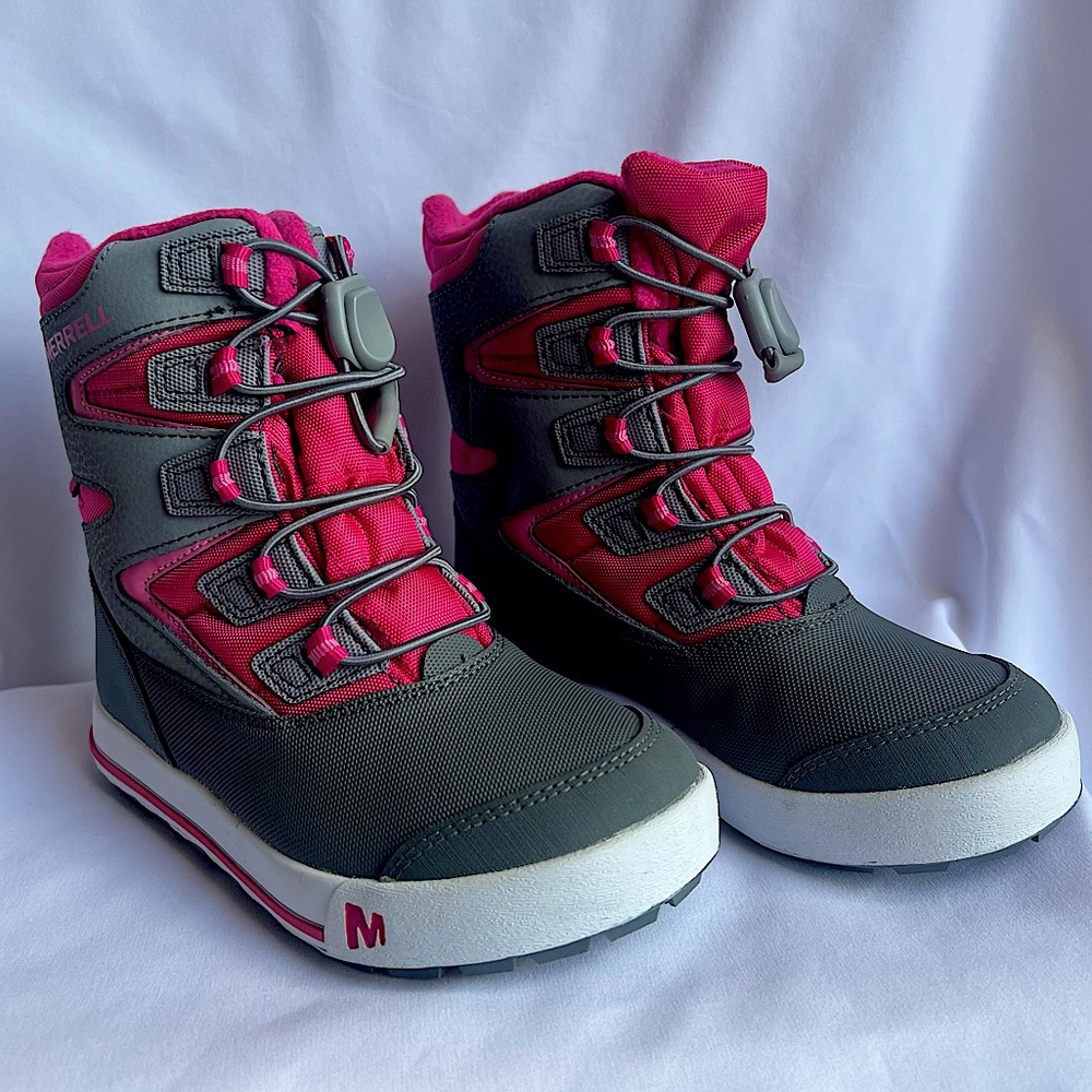 Merrell Snow Bank 3.0 Girls Snow Boots - Pink and Gray, Size 12